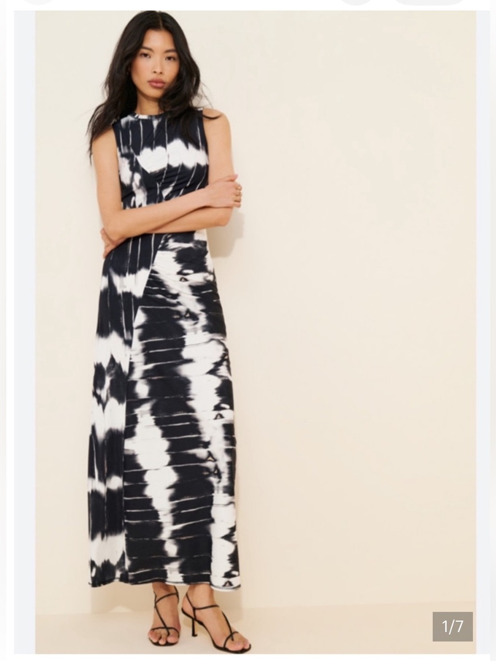 Black & White Tie-Dye Maxi Skirt
